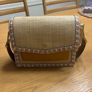 Tory Burch Woven Tan and Brown Crossbody Bag